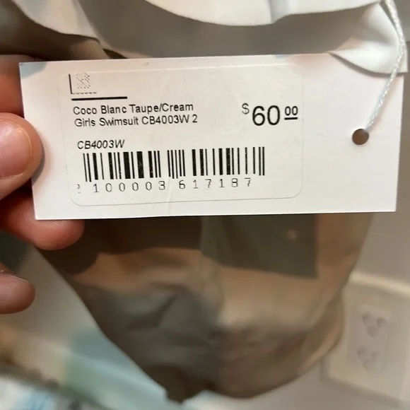 NWT Coco Blanc Taupe / Cream Girls Swim Suit 2T - Picture 6 of 6